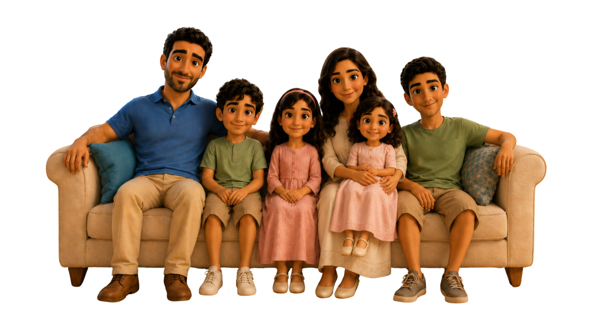 عائلة دافئة جالسة في البيت